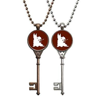 Imagem de OFFbb-USA Divine Animals Colar com pingente de orelhas ferozes para decoração de casais