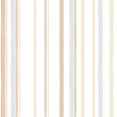 Imagem de Papel De Parede Infantil Brincar 3642 Vinílico Listrado Bege