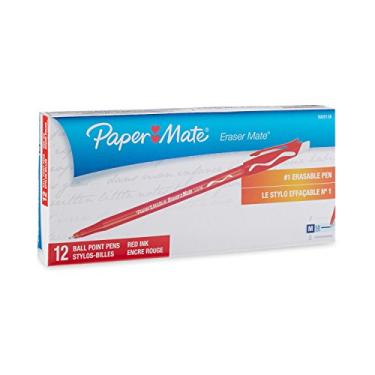 Imagem de Paper Mate Caneta apagável EraserMate ponta média vermelha caixa com 12