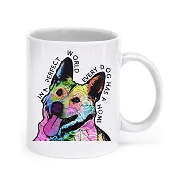 Imagem de Caneca de pastor alemão - Em um mundo perfeito, cada cão tem uma casa - Presentes de pastor alemão - Caneca de café de pastor alemão