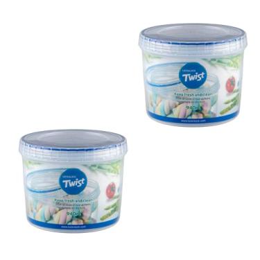 Imagem de Kit 2 potes herméticos redondo porta mantimentos e cereais Lock&Lock 940ml Cor: Azul