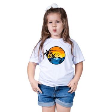 Imagem de Camiseta Infantil Verão Sol Calor Coqueiros Água De Coco Mar - Retha E