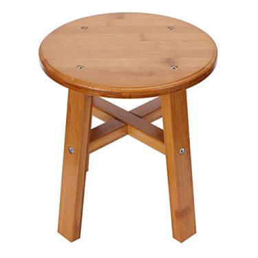 Imagem de Small Bamboo Stool Multipurpose Low Stool Children Bench for Kitchen, Bathroom, Bedroom or Toy Room(Small round bamboo stool)
