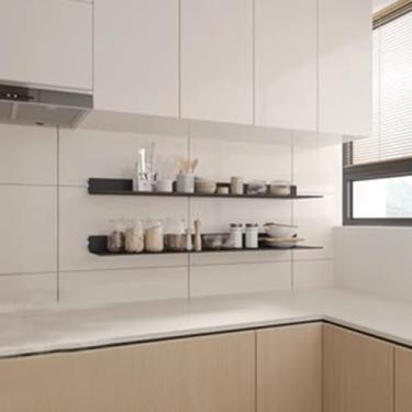 Imagem de Prateleiras De Parede Flutuantes, Prateleiras Emissoras De Luz De Liga De Alumínio Monograma De Parede De Cozinha Divisória Iluminada Por Led Laminados Montados Na Parede (Color : Black, Size : 50x2