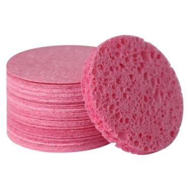 Imagem de predolo Esponjas de limpeza facial, polpa de madeira, algodão, esponja redonda, absorvente, durável, maquiagem, esponja facial para spa, mulheres e meninas, 10 PCS