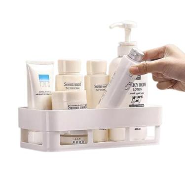 Imagem de Kit 2 Suporte Adesivo Porta Shampoo Organizador Banheiro Canto Parede Banheiro Cesto Prateleira Organizador Multiuso Alta Fixação Sem Furar A Parede