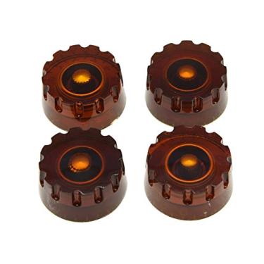 Imagem de Dopro Conjunto de 4 botões de controle de guitarra LP métricas serrilhadas âmbar para guitarra Epiphone Les Paul/Importação com potes divididos grossos de 5,8 mm