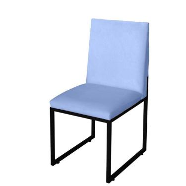 Imagem de Cadeira Para Sala De Jantar Trendy Base Metálica Preto Corino Azul Bebê