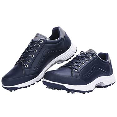 Imagem de Tênis masculino de golfe à prova d'água, de couro macio, respirável, sem pontas, casual, para uso ao ar livre, Azul, B, 39 BR
