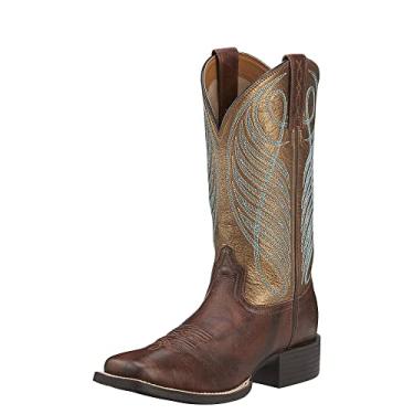 Imagem de Ariat Bota feminina estilo faroeste com bico quadrado redondo, Yukon marrom/bronze, 38