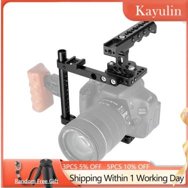Imagem de Kayulin Kit gaiola de câmera com alça de queijo superior & montagem sapato para Canon 600D 70D 80D