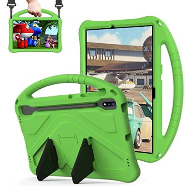 Imagem de QYiiD Capa infantil para Galaxy Tab S7 FE 12,4 polegadas 2021 (SM-T730/T736B) e Galaxy Tab S7 Plus 2020, leve à prova de choque com alça conversível e alça de ombro para crianças, verde