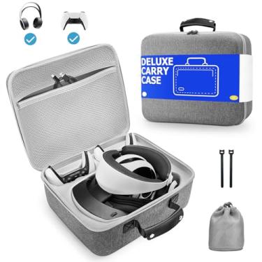 Imagem de VORI Estojo de transporte para fone de ouvido para jogos PSVR2 e acessórios para controladores de toque, estojo rígido de proteção portátil para controlador PS VR2, adequado para viagens e armazenamento doméstico, cinza