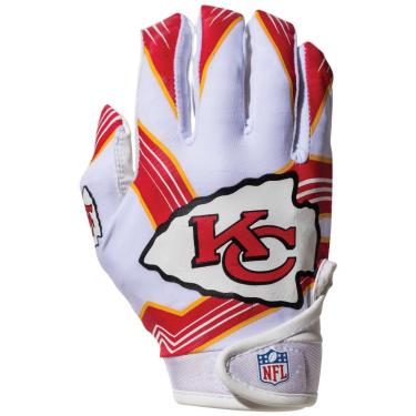 Imagem de Franklin Sports Luvas receptoras de futebol americano da NFL da Kansas City Chiefs – Luvas receptoras para crianças – logotipos da equipe NFL e palma de silicone – Par juvenil S/PP