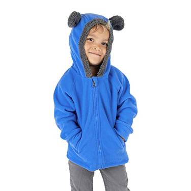 Imagem de Jaqueta corta-vento jaqueta de lã para meninos adolescentes, casaco de agasalho, outono, inverno, com zíper, orelhas de urso, jaquetas infantis, Azul, 18-24 Meses