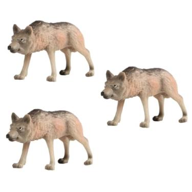 Imagem de VICASKY 3 Pecas adereços fotográficos interessantes animal decoração decoraçao bichodario escrivaninhas wollf figuras modelo lobo infantil decorar enfeite de lobo sólido Brinquedo filho