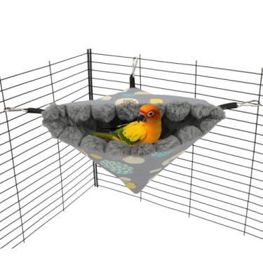 Imagem de Wontee Casa de ninho de pássaro, inverno, quente, para pendurar, cama de pássaro, cabana para periquitos, periquitos, caique conures calopsitas (grande, cinza)