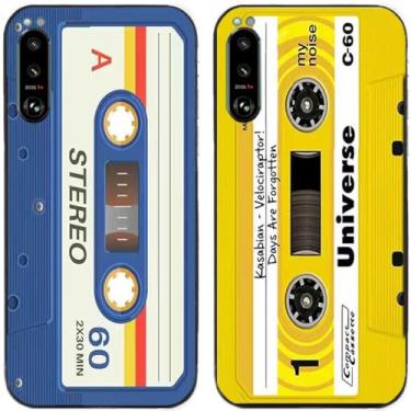 Imagem de 2 peças de fita cassete compacta impressa TPU gel silicone capa de telefone traseira para Sony Xperia Series (Sony Xperia 5 III)