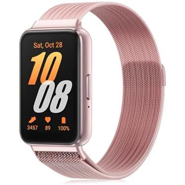 Imagem de Oanux Pulseiras de malha de metal para Samsung Galaxy Fit 3, pulseira de aço inoxidável compatível com Samsung Galaxy Fit 3 para mulheres e homens