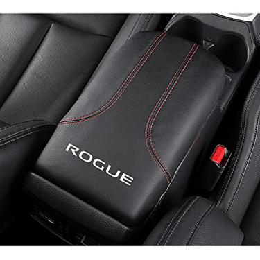 Imagem de XITER Protetor de capa para apoio de braço do carro, 1 peça para console central de couro para Nissan Rogue 2014-2020, console central protetor de braço acessórios interiores (pontos vermelhos)