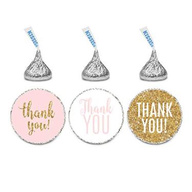 Imagem de Andaz Press Coleção Signature Blush Pink, Branco, Gold Glitter Party Collection, Chocolate Drop Labels, Fits Kisses, Thank You, pacote com 216