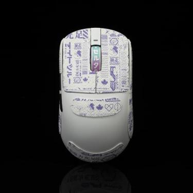 Imagem de Hokeyio Adesivo Gamer Mouse Grip Tape para VGN Dragonfly R1 Pro MAX VXE Antiderrapante Suck Sweat Pre Cut Fácil Instalação EVA Branco Roxo