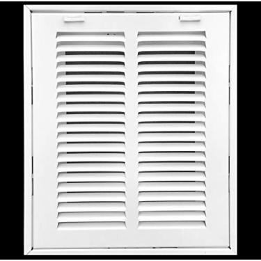 Imagem de Grade de filtro de ar de retorno de aço de 20 x 15 cm para filtro de 2,5 cm - Face/porta removível - Capa de duto HVAC - Face plana estampada - Branca [Dimensões externas: 26 cm L x 21 cm altura]