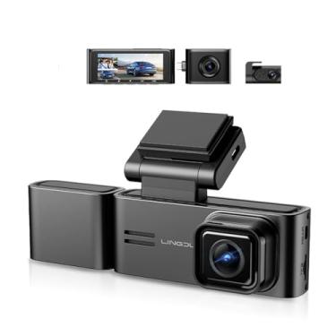 Imagem de XRC TECH Câmera de painel de 3 canais, DVR de carro de três vias frontal interna traseira, 4K + 1080p, WDR, GPS integrado, visão noturna, supercapacitor, monitoramento de estacionamento 24 horas,