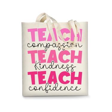 Imagem de AUSVKAI Sacola de lona estética para mulheres, lindas bolsas de algodão de tecido para compras na faculdade na praia e presentes modernos, Professor, Large