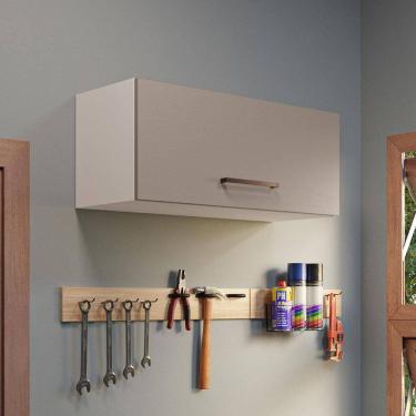 Imagem de Armário Aéreo Multiuso 80cm 1 Porta Basculante Branco/Crema Agata Madesa