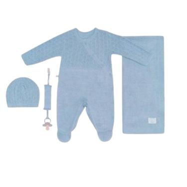 Imagem de Saída maternidade tricô menino e menina 4 peças - bebê