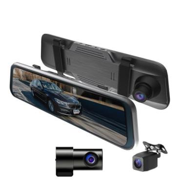 Imagem de XRC TECH 3 câmeras veiculares para carros, câmera de painel com tela sensível ao toque de 2,5 K + 1080p + 1080p com tela sensível ao toque de 10 polegadas, Wi-Fi integrado com GPS DVR para carro,