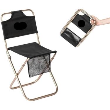 Imagem de Cadeira de praia ultraleve portátil cadeiras de acampamento dobrável com saco de malha cadeira de relaxamento ao ar livre piquenique caminhadas cadeira de pesca, preto, um tamanho