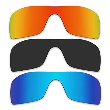 Imagem de 3 pares de lentes polarizadas de substituição para óculos de sol Oakley Batwolf pacote P14, Vermelho fogo, preto, azul gelo, P