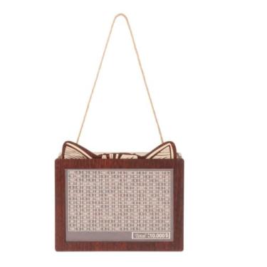 Imagem de Caixa de Dinheiro de Madeira Cofrinho Presente de Aniversário com Caneta de Marcação, com Marcação de Números, Banco de Dinheiro Reutilizável para Adu, 10.000 dólares