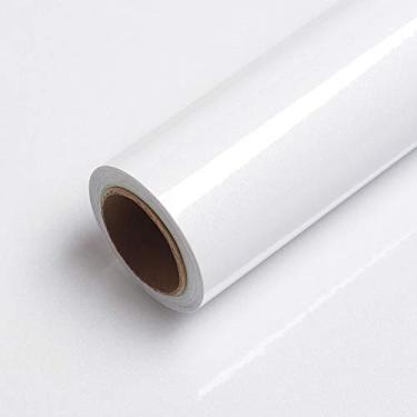 Imagem de LaCheery Papel de parede branco brilhante de 40 x 1,399 cm, papel de parede de contato com armário de cozinha, papel de parede branco brilhante para cozinha, papel de parede, puxe e cole na bancada,