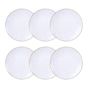Imagem de Jogo de Pratos Sobremesa Rústico 6 Peças 21 cm Porcelana Decorada Tramontina