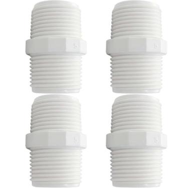 Imagem de YSIL 4 peças 1-1/2 polegada PVC bico macho para macho acoplamento adaptador acessórios de tubulação 1-1/5.1 cm x 1-1/5.1 cm para conexão de tubulação de encanamento de rosca