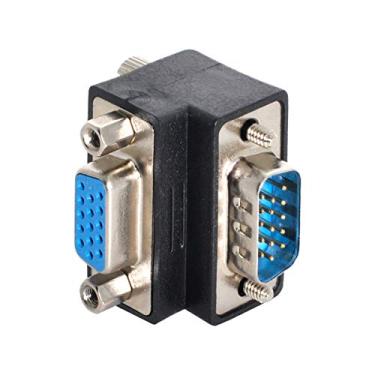 Imagem de CY Adaptador de extensão VGA SVGA macho para fêmea com ângulo de 90 graus para monitor e projetor