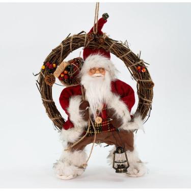 Imagem de Enfeite Natalina Guirlanda Papai Noel Pendente De Porta 33Cm