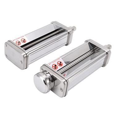 Imagem de Acessório para Máquina de Macarrão de Aço Inoxidável, Configurações de Espessura de 8 Engrenagens, Cortador de Macarrão Misturador de Suporte Durável e Eficiente, Com Escova,