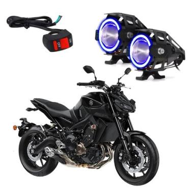 Imagem de Par Farol de Milha Angel Eye U7 Azul para Moto Yamaha MT 09 850 CC 201