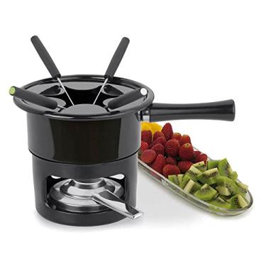 Imagem de Forma Conjunto Aparelho Para Fondue Jogo 8 Peças Panela Fondue Esmaltada, cor Preto, Aço, Conjunto aparelho Fondue