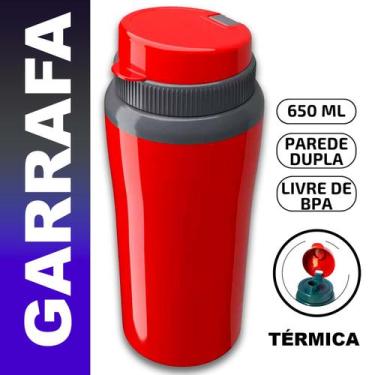 Imagem de Garrafa Termica água chá 650ml até 6h otima vedação Academia Squeeze -