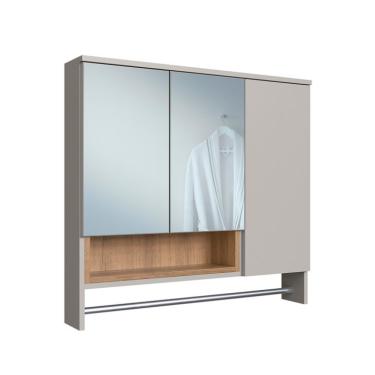 Imagem de Armário de Banheiro com Espelho e Nicho Cecília 3 PT Mel e Arenas