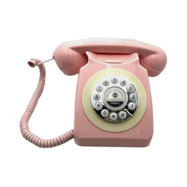 Imagem de menolana Livro de Visitas de Áudio Telefone Design Vintage Telefone Gravador Decorativo Modelo de Telefone de Mesa Telefone Fixo para Festa Reuniões Presentes, Rosa