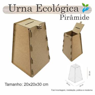 Imagem de Urna Madeira Sorteio Caixa Sugestões Piramide 30 X 20 Mdf - Indústria 
