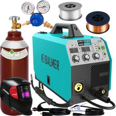 Imagem de Kit Maquina De Solda Inversora Multiprocesso Balmer Bivolt Mig 160 Tig