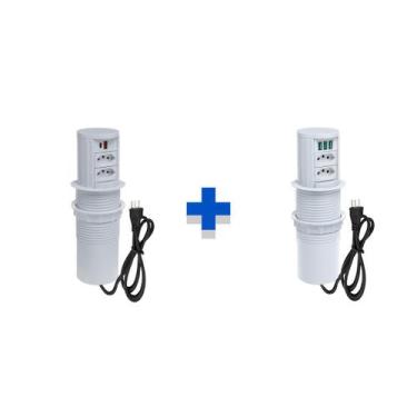 Imagem de Kit Torres Tomadas Totem Automático 2 Tom 10A 2 e 3USB 5.2A - CONNECT 