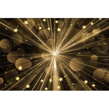 Imagem de Painel de Lona Estrelas Explosão de Brilho Dourado - Fabrika de Festa,